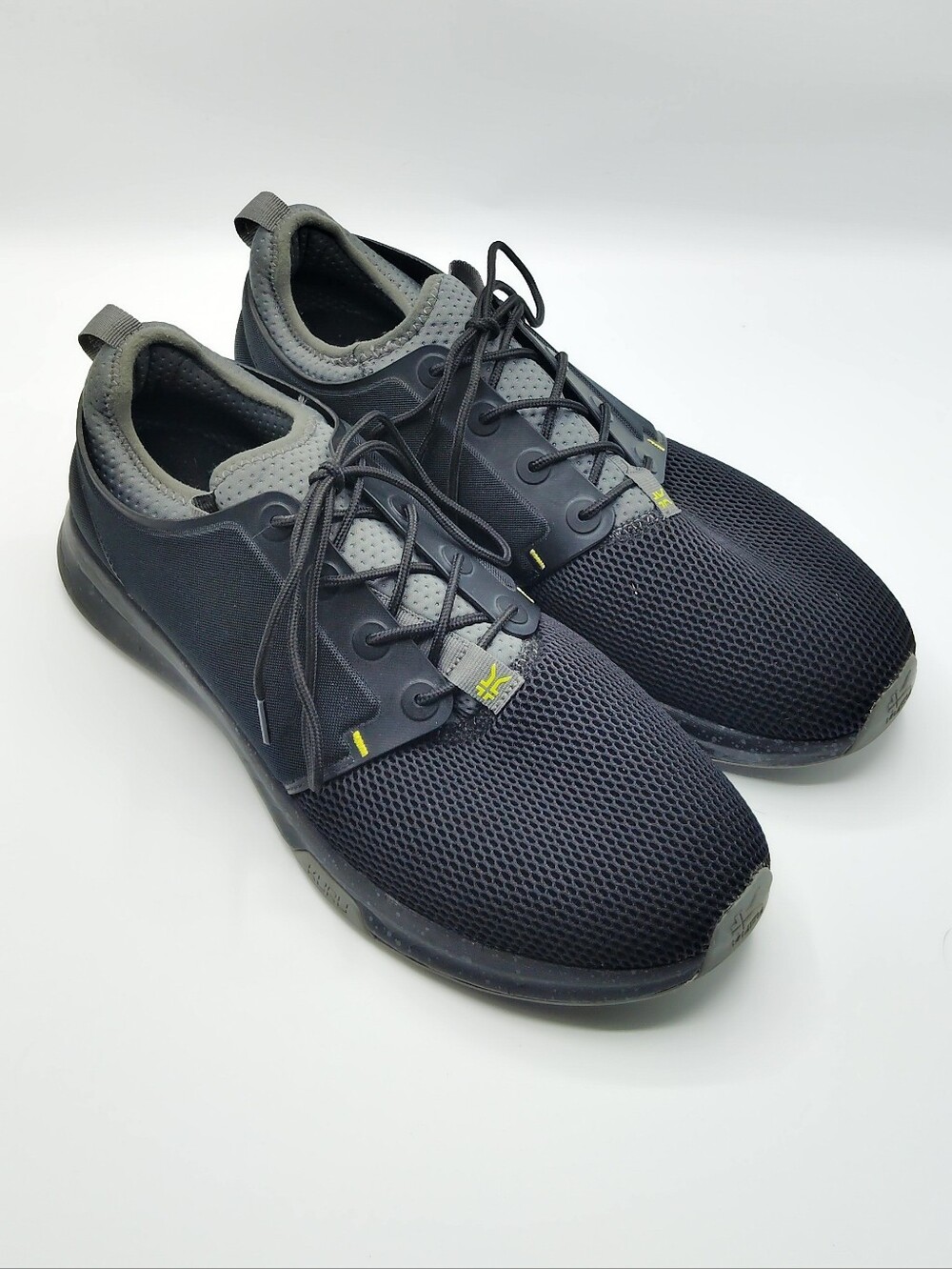 KURU Black Mesh Athletic Shoes with Yellow Detail